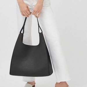 NWOT: Cuyana Oversized Double Loop Bag Black Italian Pebbled Leather